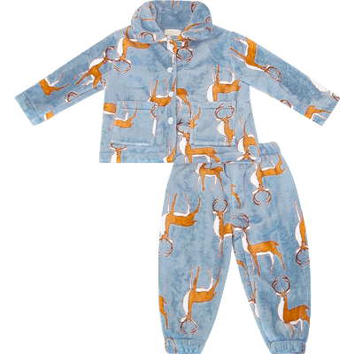 儿童法兰绒睡衣套装卡通秋冬季