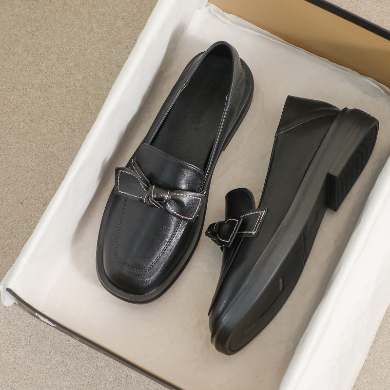 羊皮版~通勤乐福鞋女2025新款秋冬英伦风百搭软底平底加绒小皮鞋