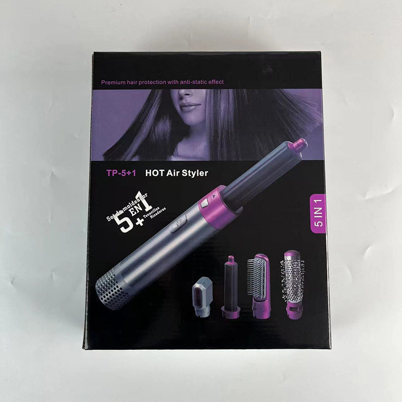 负离子热风梳五合一造型工具美规110V吹风机卷直两用美发器自动卷