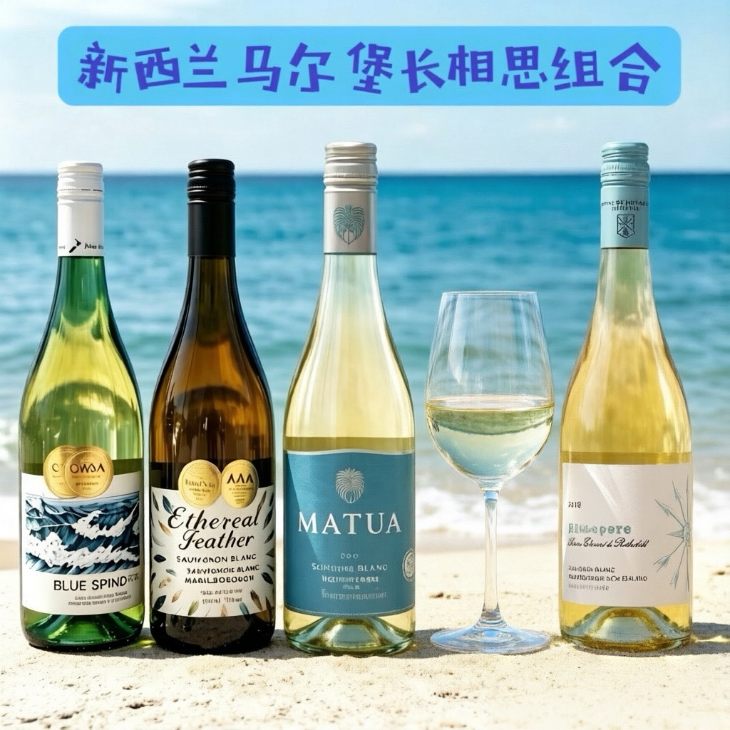 新西兰马尔堡长相思白葡萄酒经典组合蔚蓝之海幻羽迈拓五棵箭原瓶