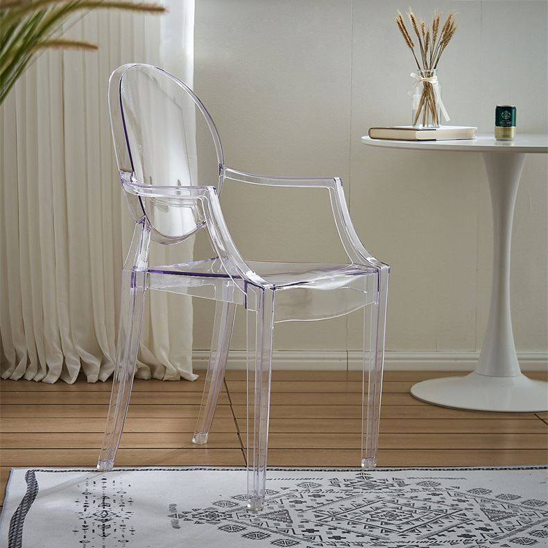 一体成型pc透明魔鬼椅户外婚礼亚克力圆背幽灵椅有扶手塑料餐椅
