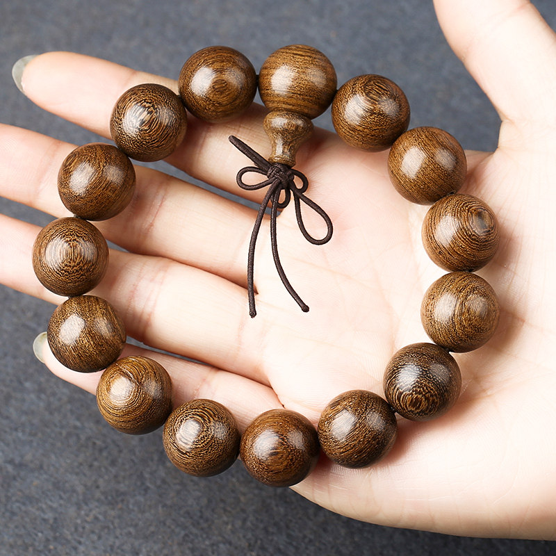 金丝檀木老料手串实木质108颗佛珠念珠手链金丝楠木男士饰品礼物