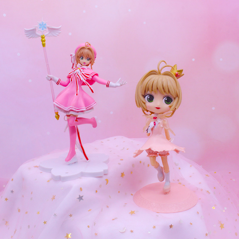 魔法小樱蛋糕装饰摆件卡通百变小樱女孩主题q版大眼娃娃生日装扮