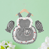 纯棉套袖 防水防脏儿童罩衣婴儿吃饭围兜幼儿园护衣 女宝宝罩衣夏款