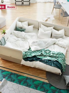 iloom韩国进口cusino子母床带护栏多功能拼接床加宽床亲子地台床