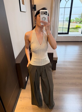 张涵涵韩系咖色阔腿休闲西装裤女高腰显瘦长裤夏季宽松拖地长裤女