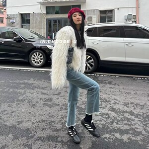 IN choose u笑笑家2023春装弹力显瘦高腰小直筒显腿九分牛仔裤女