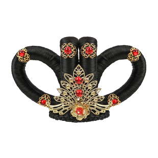 敦煌飞天乐鼓发包古风汉服舞蹈表演假发头饰儿童铃鼓演出配饰古装