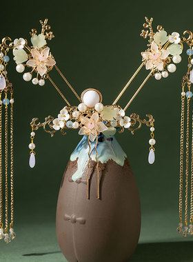 汉服头饰仙气流苏步摇发簪古风发冠对簪全套古装配饰仙气簪子发饰