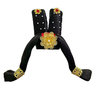 中国古典舞执镜俑舞蹈表演假发头饰一体套装汉服儿童古装演出发饰