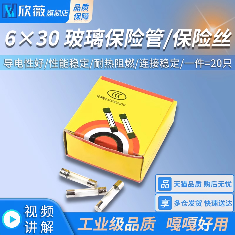 6*30玻璃保险管250V0.5A/1A/2A/