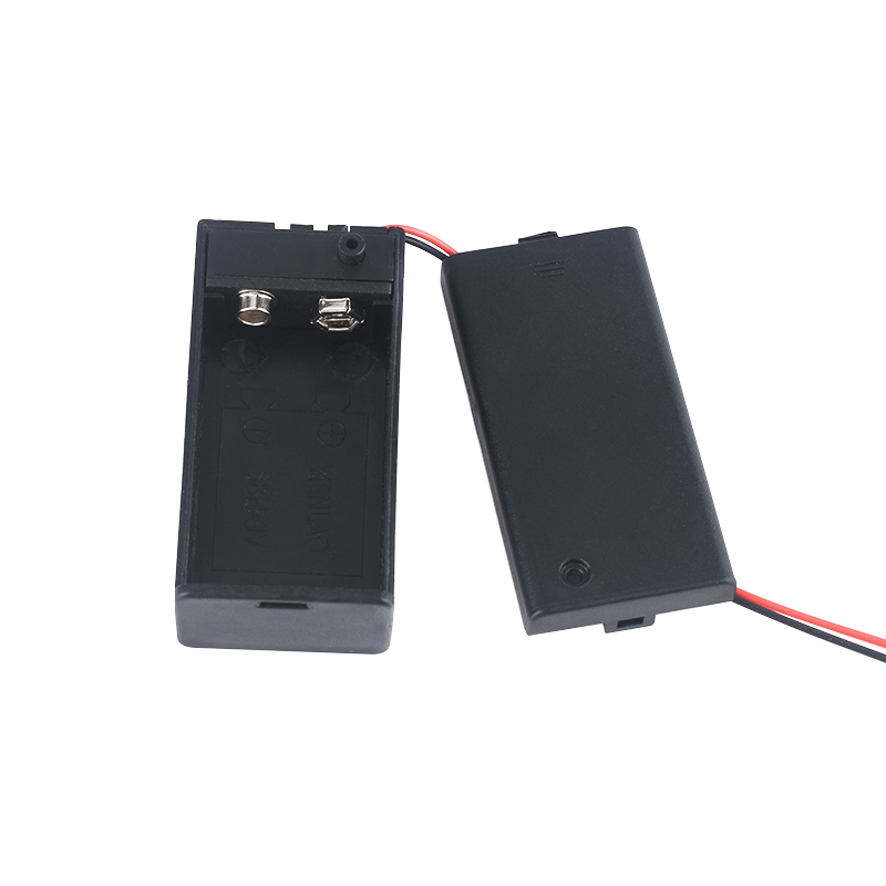 9V电池盒  6F22方形电池座 9伏带盖带开关连接线15cm
