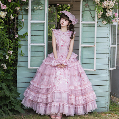 雾屿来信原创设计《粉色蔷薇》Lolita芭蕾风洛丽塔jsk花嫁公主裙