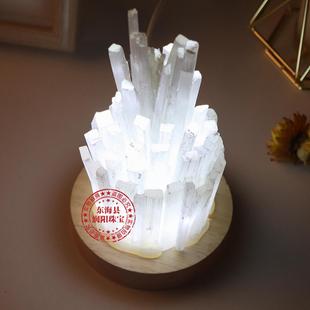 天然水晶石膏石小夜灯健康能量摆件护眼弱光装饰卧室床头灯