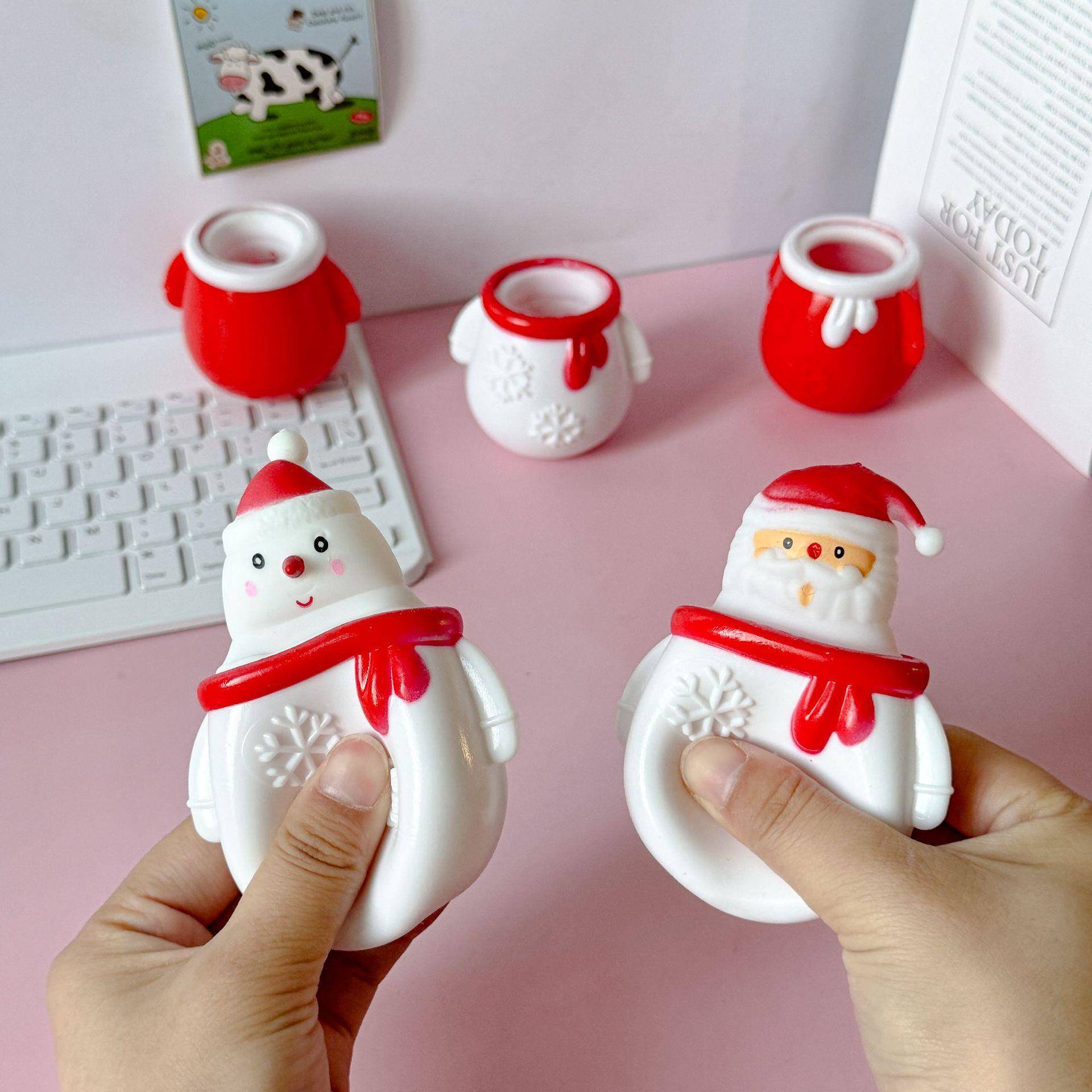 创意新款圣诞老人卡通玩具儿童摆件减压雪人捏捏乐小礼物地摊