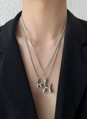 王嘉尔同款男女潮牌可爱气球立体狗狗动物吊坠嘻哈款气球狗项链