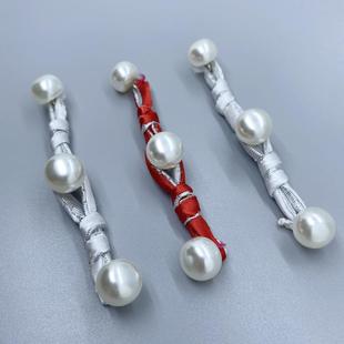 妙艺纽扣旗袍领口布扣163B布一字三珍珠牛仔裤唐装复古装饰盘扣