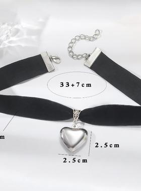 君桉跨境外贸哥特式黑色绒布爱心吊坠项链项圈颈带厂家直销