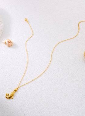 跨境不锈钢海洋系列项链女时尚百搭小众海星海豚海螺太阳图案项饰