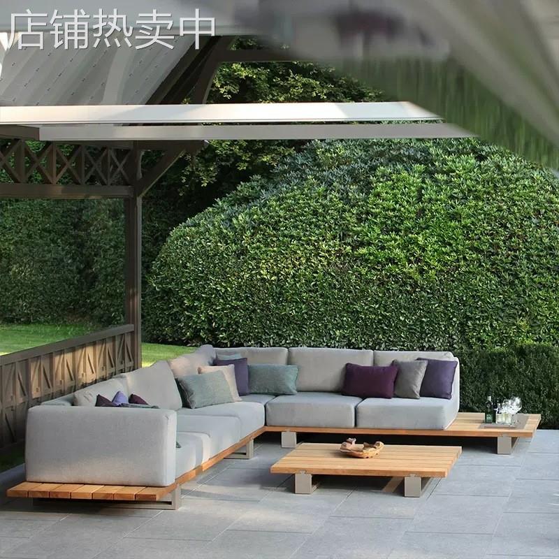 北欧柚木户外沙发别墅室外休闲沙发酒店度假村庭院户外实木沙发