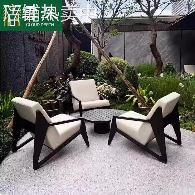 户外沙发简约花园林工程庭院露台铝合金防水家具售楼部室内单人椅