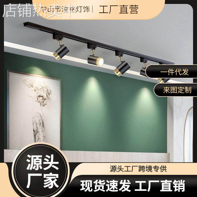 轨道灯 天花灯家用北欧明装筒灯创意极简无主灯服装店长条led射灯