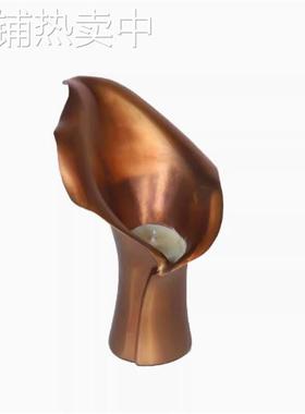 轻奢中古风牵牛花马蹄莲摆件现代样板房别墅书房书桌装饰蜡烛摆件