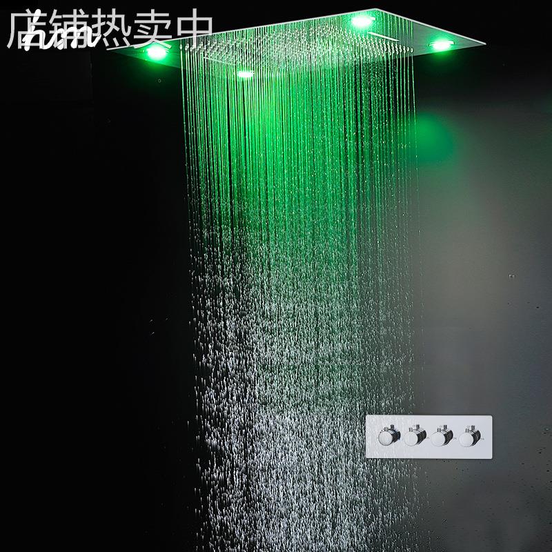 浴室吊顶天幕淋浴花洒套装 恒温多功能SPA按摩瀑布大花洒暗装