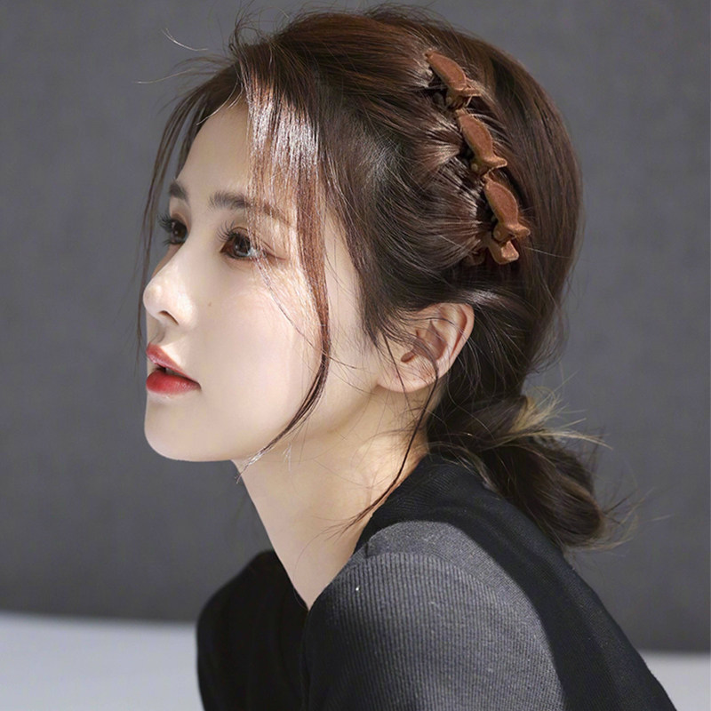 懒人碎发整理神器植绒发夹秋冬网红侧边发卡小夹子头饰刘海夹