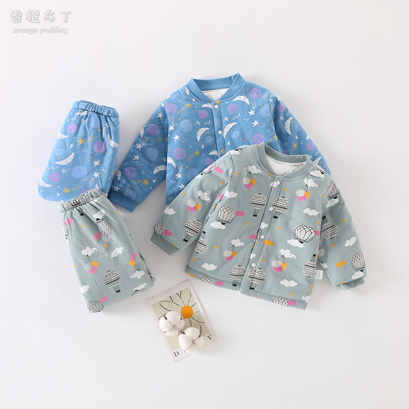 婴儿棉服秋冬棉衣棉裤套装居家服