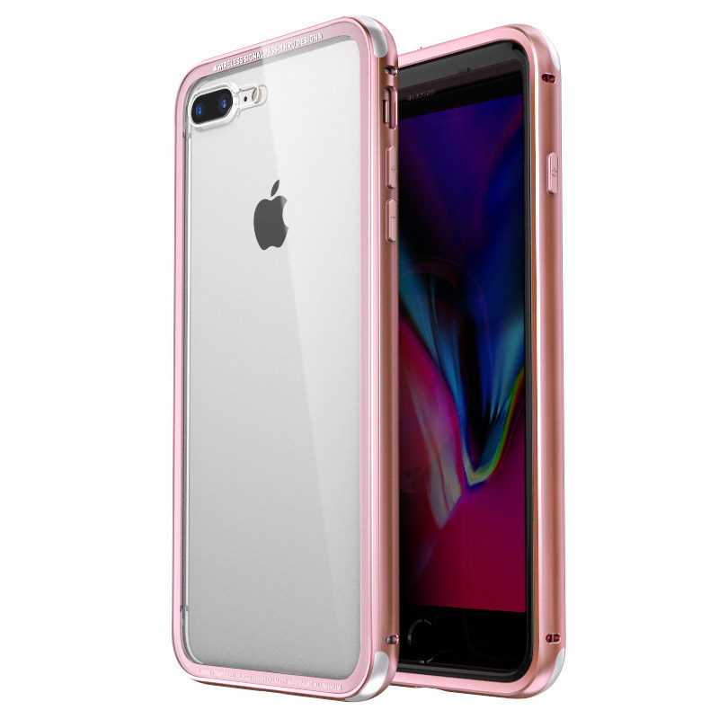 Luphie iGlass Airframe Aluminum Bumper Air Barrier Tempered Glass Back Case Cover for Apple iPhone 8 Plus & iPhone 8