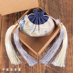 端午节香包荷花包古风刺绣香囊中国风首饰盒汉服随身香袋子双流苏