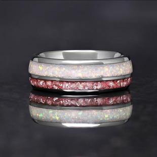 欧美跨境戒指满天星宽版时尚闺蜜礼物女款粉白闪片粉+白闪亮