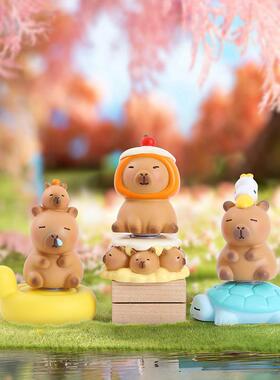 可爱萌宠新款岁月静好的豚豚仔盲盒创意公仔树脂桌面装饰摆件