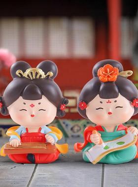 新款国潮风唐小环琴棋书画冰箱贴古风美女冰箱精美装饰品厂家直销