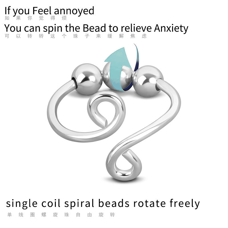 anti anxiety ring with beads fidget open rings焦虑开口戒指