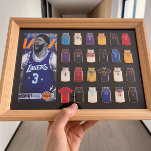 浓眉随机24枚球衣徽章实木相框装饰画挂框桌面摆台创意球迷礼物男