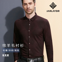 男长袖 保暖衬衣中年酒红色商务休闲加厚衬衫 新款 2019秋季 羊毛衬衫