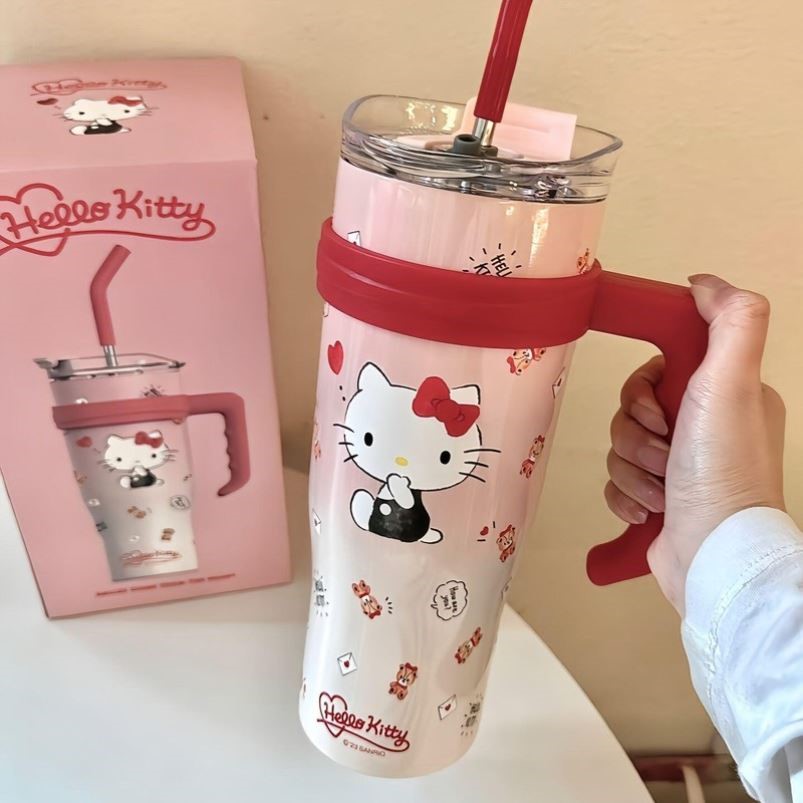 helloKitty冰霸吸管杯女大容量保冷温随手杯高颜值304不锈钢新款