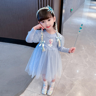 女宝宝洋气爱莎公主 女童裙子春秋款 儿童夏季 连衣裙2025新款 春装