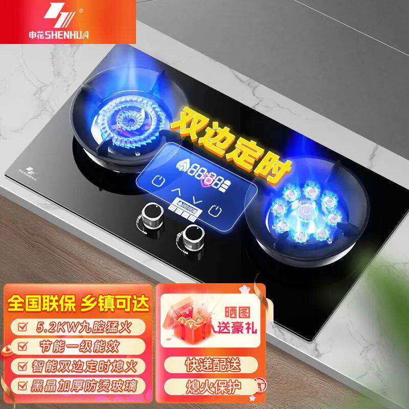 申花一级能效燃气灶双灶家用