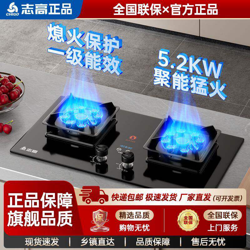 志高双灶猛火灶台式嵌入式