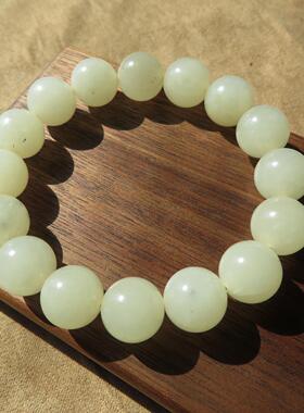 新疆和田玉黑山料白玉底点墨青花手串手链 带证书