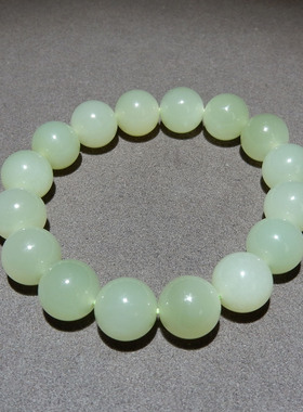 和田玉青海料冰晴水12mm圆珠男女款手串手链