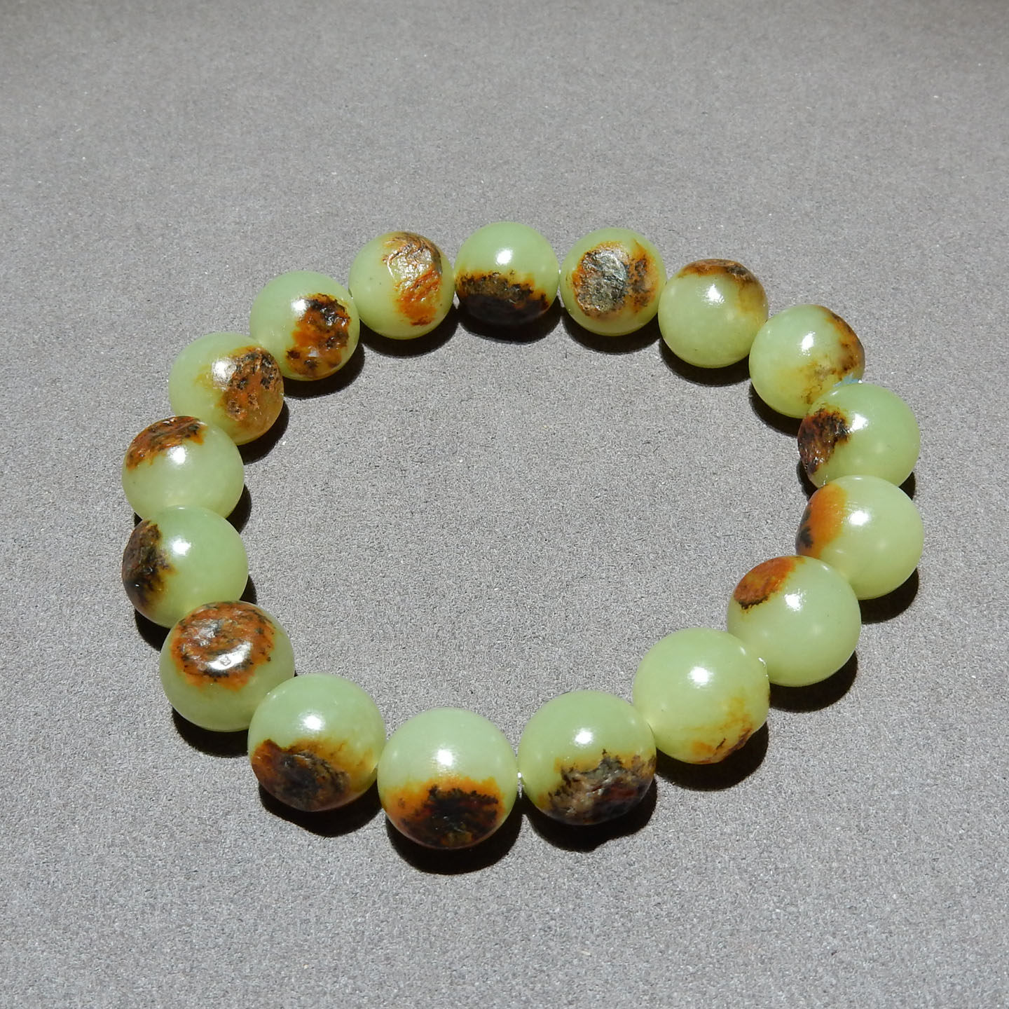 和田玉俄料黄皮山流水 12mm 手串 天然玉石手链男女款 带证书