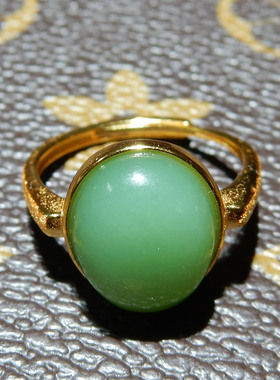 和田玉【俄料碧玉粉绿戒指】微猫眼 925 银镶款 国风轻奢男女指环