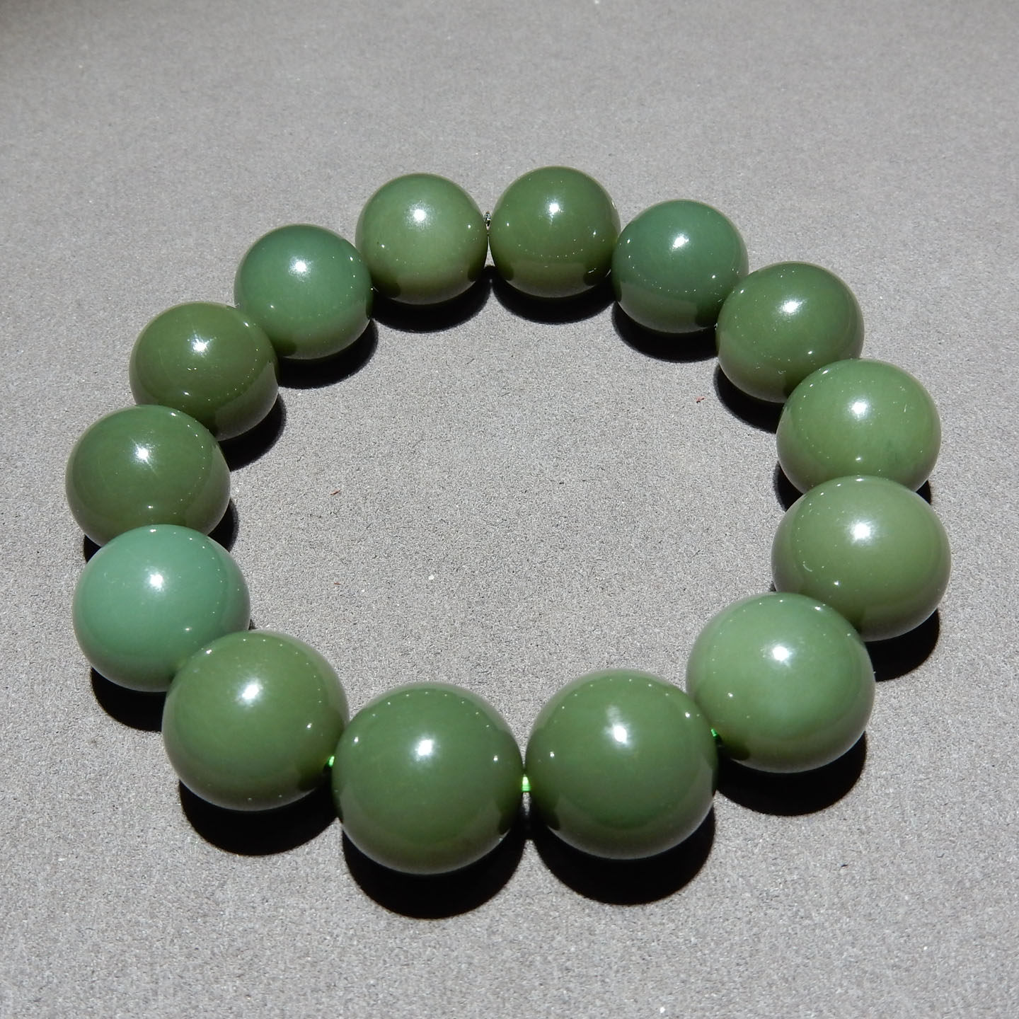 和田玉新疆沙枣青籽料手串 16mm 圆珠 天然玉石手链男女文玩饰品