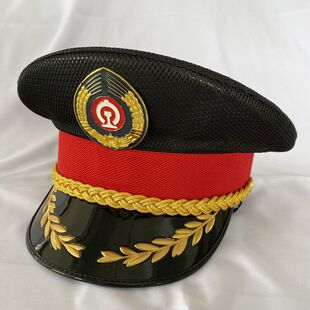 新款铁路大盖帽高铁动车乘务员帽子列车长网眼大檐帽制服帽男女款