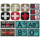 红十字救援刺绣魔术贴医疗血型士气章绣花布贴辅料补丁贴自粘徽章