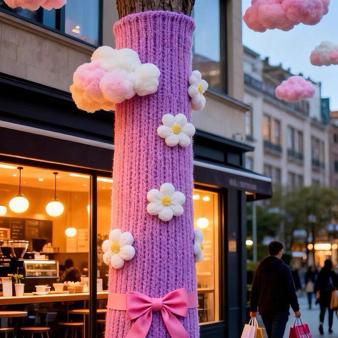 户外景区商业街树木毛衣布置装饰